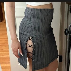 Elegant Black Lace-Up Pencil Skirt